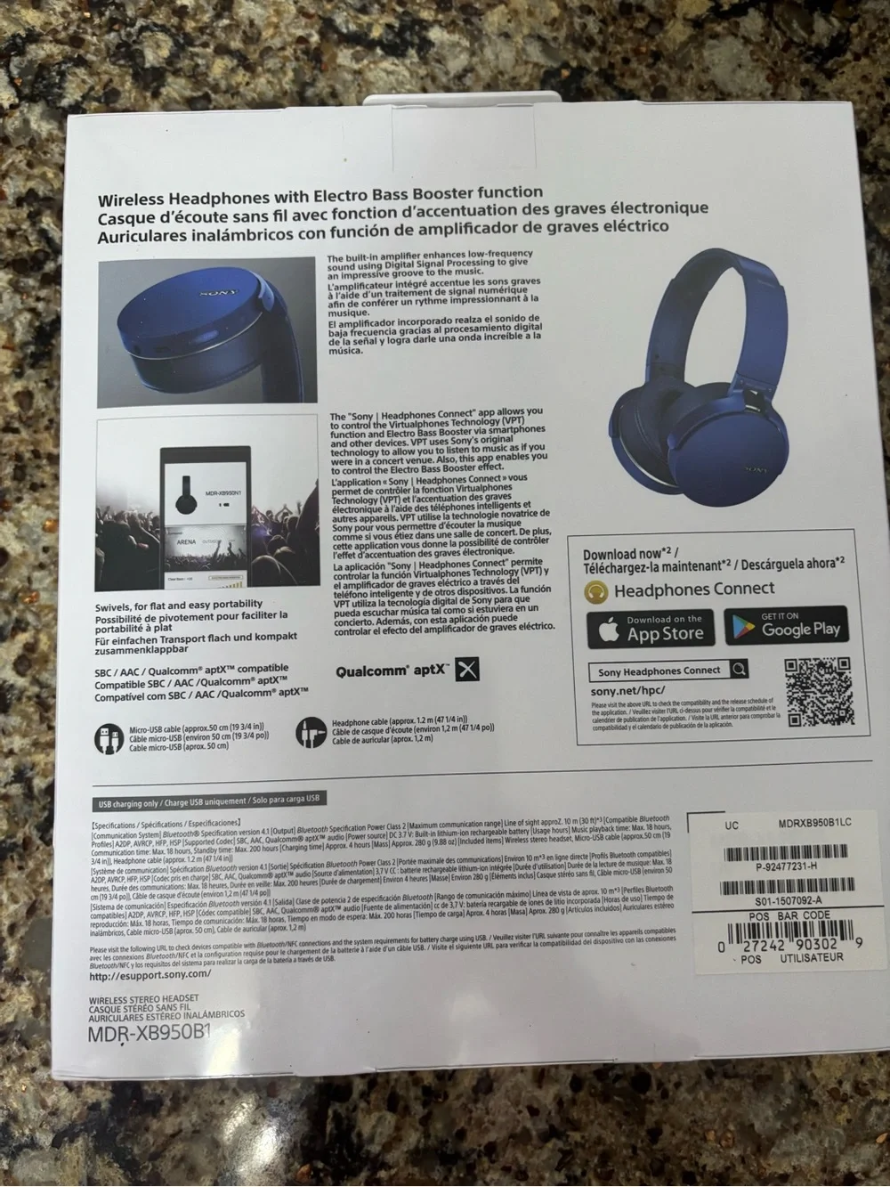 New in sealed box - Sony MDR-XB950B1 Wireless Extra Bass Headphones - Blue